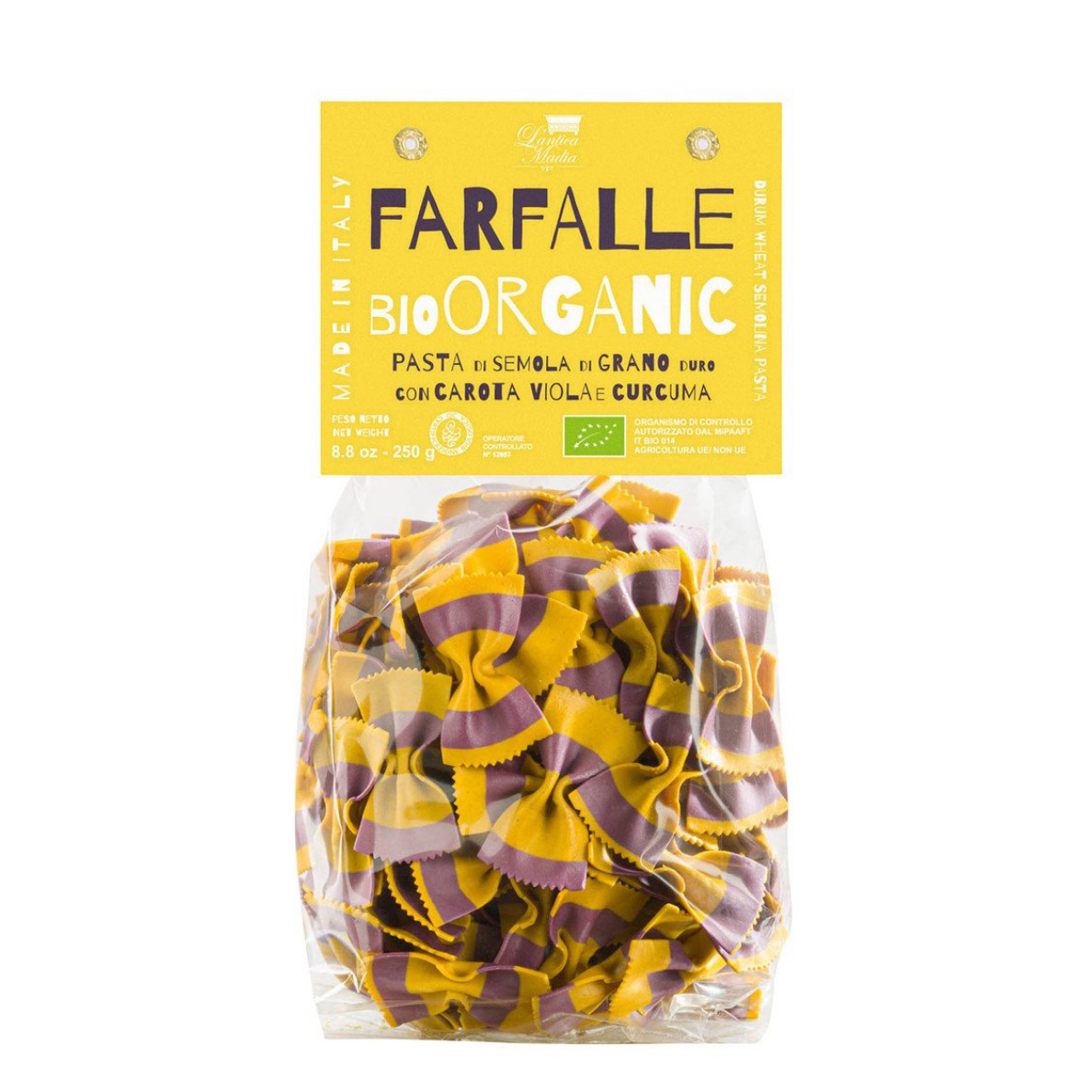 L`Antica Madia - Bio Farfalle di semola carote & curcuma 250g