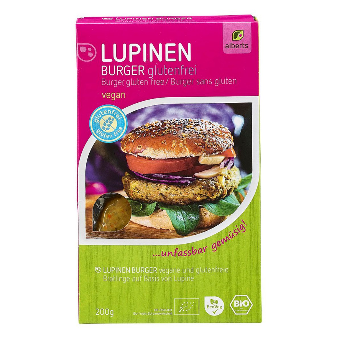 Alberts - Burger di lupini senza glutine 200g