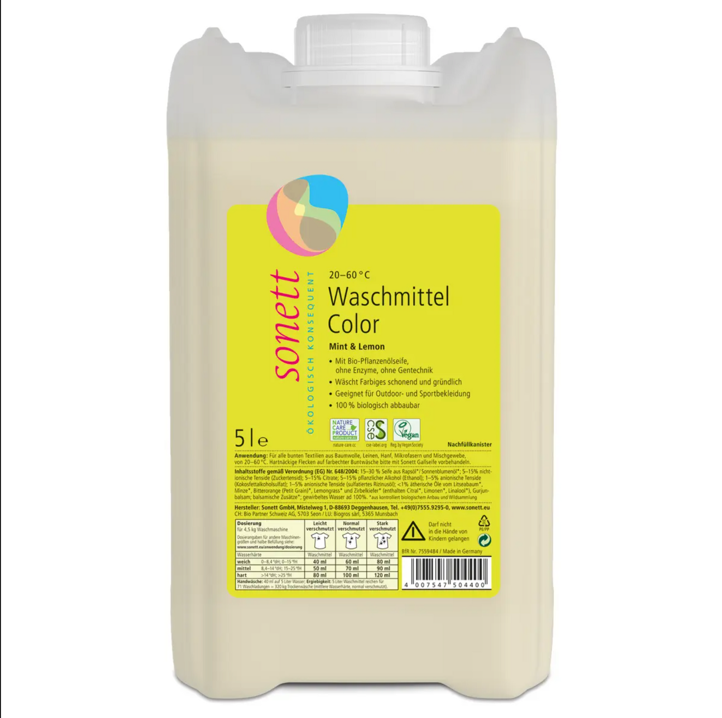 Sonnet - Detersivo per capi colorati Mint & Lemon 5L